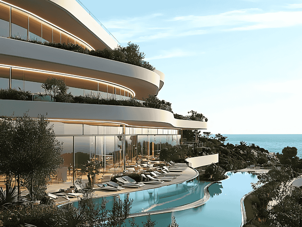 Luxury real estate in Nice with sea view, modern architecture and premium amenities on the French Riviera