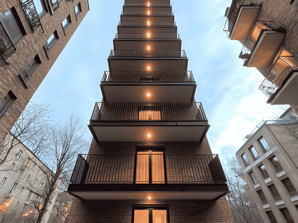 Different types of terrace apartments with balconies in an urban building environment in Nice France